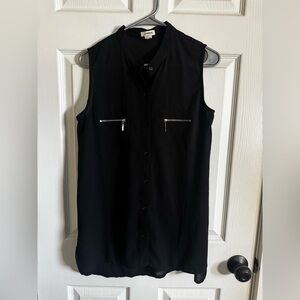 Love Riche Black Sleeveless Shirt with Zipper Accents